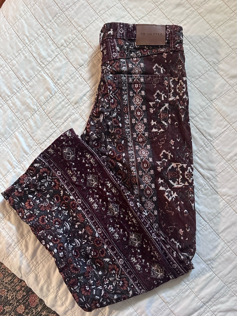 Free People We the Free Tennessee Low Rise Printed Corduroy Jeans - Picture 2 of 3